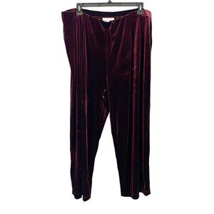 Susan Graver Red Velvet Pull On Pants Winter Holiday Artsy Lagenlook Size 2XP